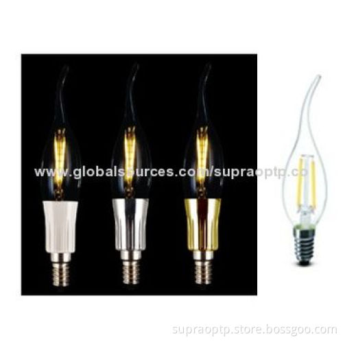 A60/5W LED Filament Light, E26/E27/B22 Base, CE Certified, RoHS Directive-compliant
